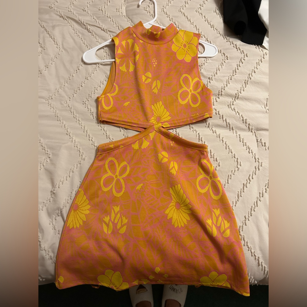 Zara Pink and Yellow Floral Mini Dress